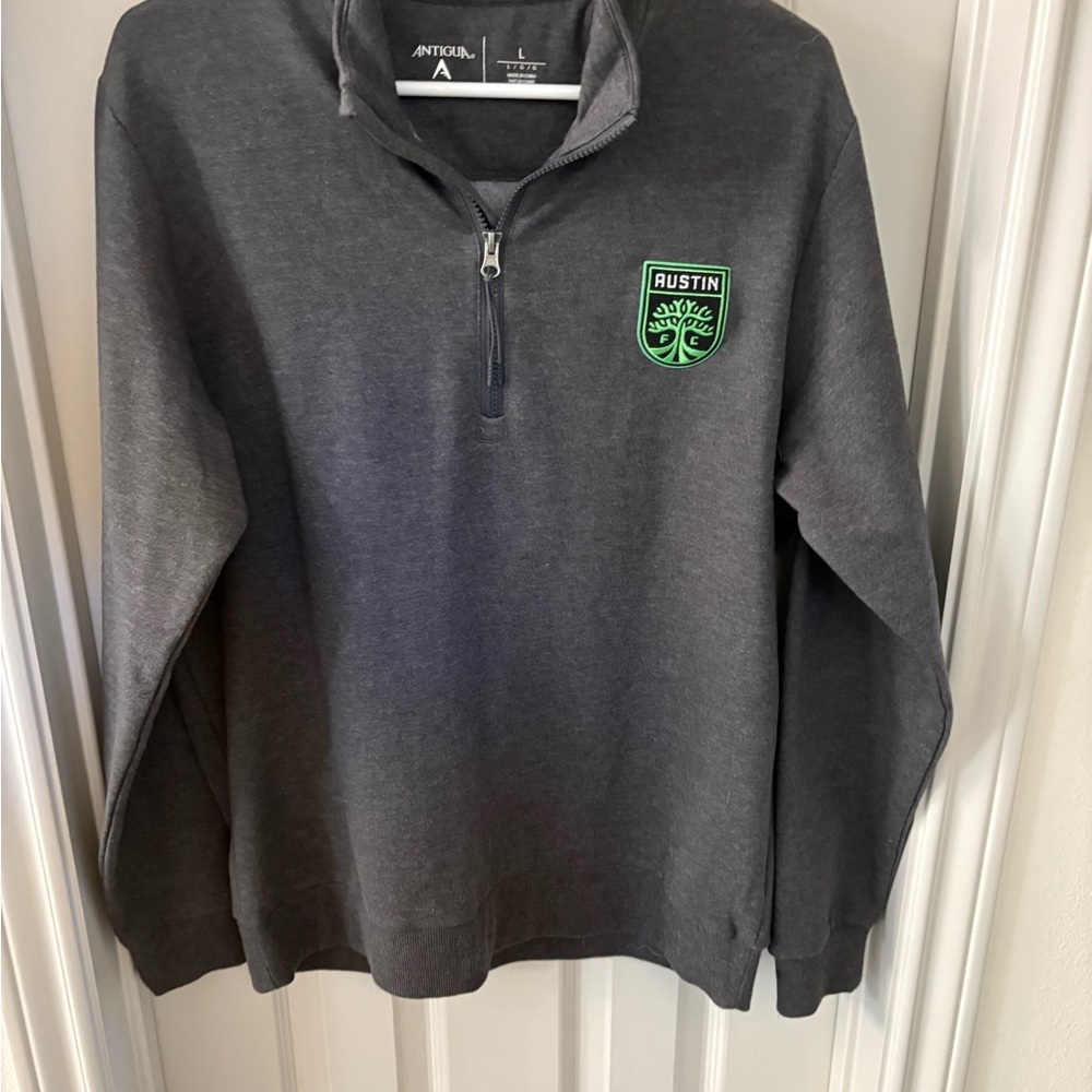 Men's Charcoal Grey Zip-Up Sweatshirt with Austin FC Logo-NWOT